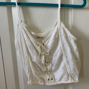 Hollister Cropped White Tank Top